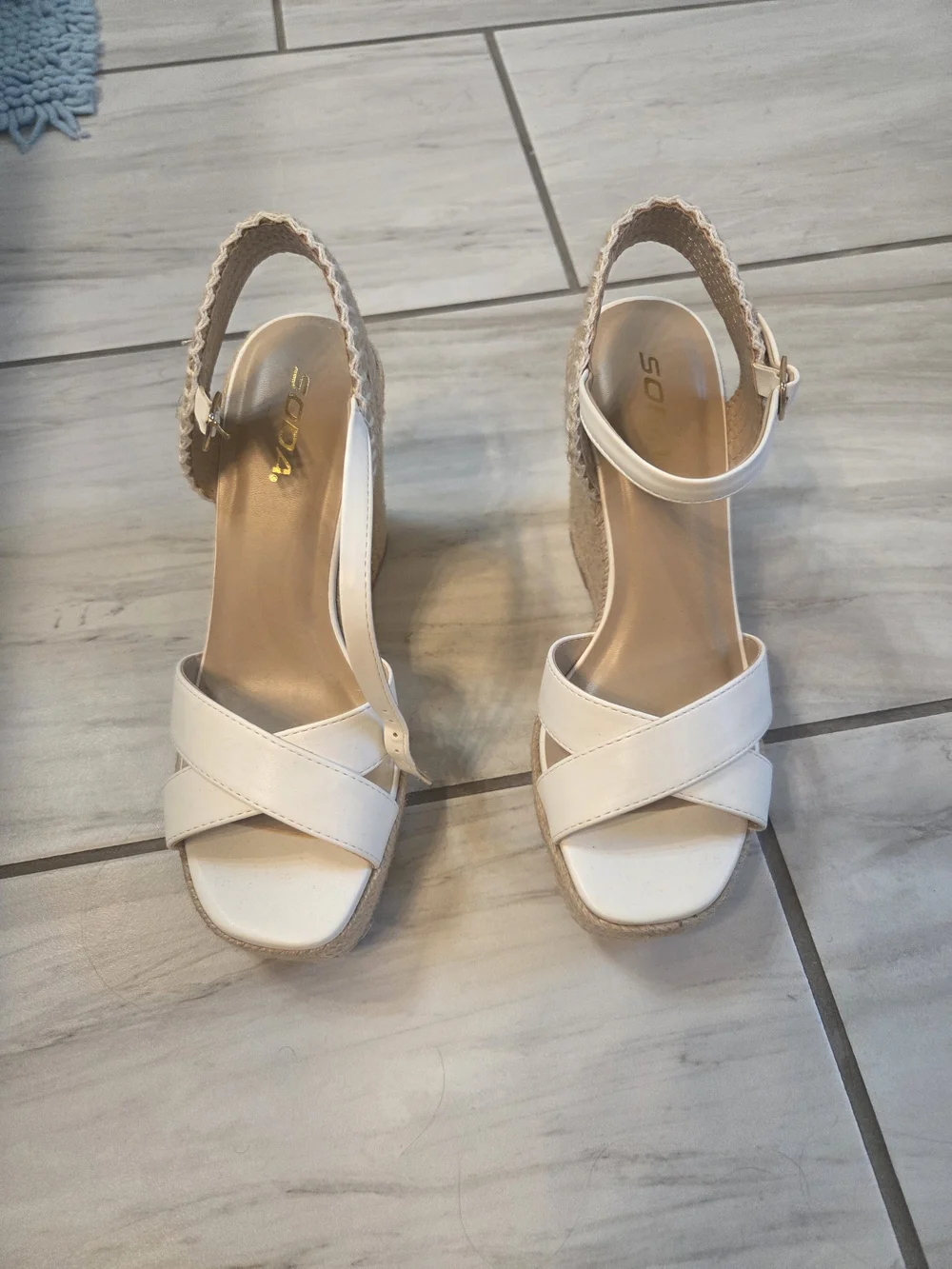 Soda Cream Crisscross Espadrille Wedge Sandals